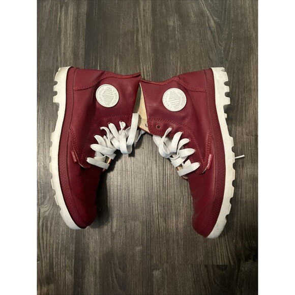 Palladium Men’s Red Burgundy Lugged Sneakers High Top Canvas Shoes Size 11 M - Picture 3 of 12